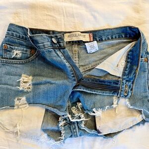 Trendy Blue Distressed Jean Shorts